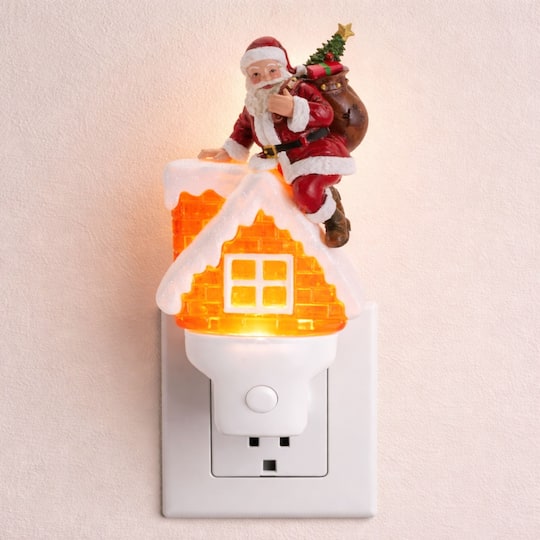Melrose 7" Santa in Chimney Snow Globe Night Light